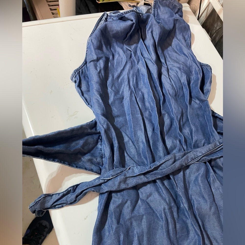 Zara Tencel Blue Sleeveless Dress - Picture 3 of 9